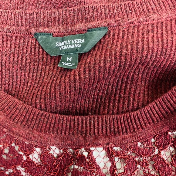 Simply Vera Wang-Lace LongSleeves-Maroon-Medium - Picture 5 of 6